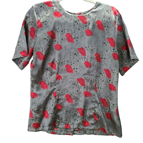 Christie & Jill Womens Button Up Multi-Color Size 10 100% Polyester Short Sleeve - Picture 2 of 12